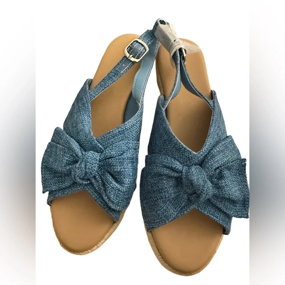 Women's Platform Espadrille Wedge Sandals Bowknot Open Toe Dress Casual Shoe